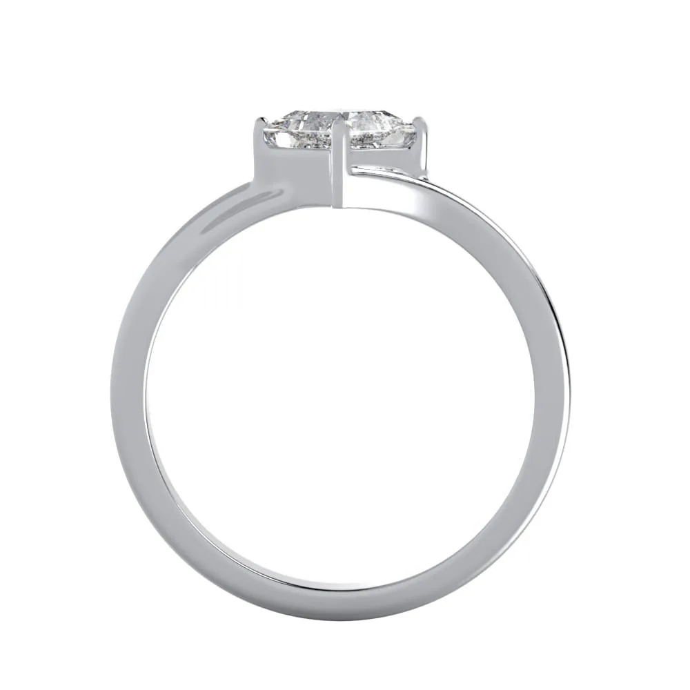 Janette Dew Princess Cut Moissanite Solitaire Ring with Curved Shank Setting
