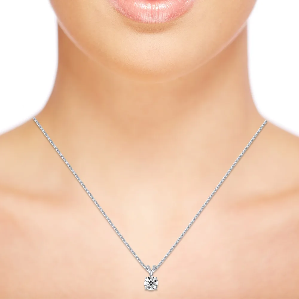 Olivia Classic Four Prong 1.04ct Moissanite Solitaire Pendant With Split Bail 925 Silver