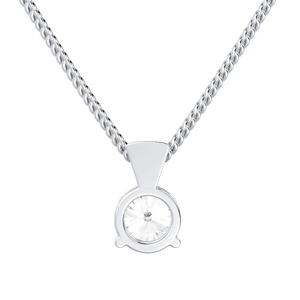 Jane Three Prong 0.49ct Dew Solitaire Moissanite Pendant With Tapered Bail In 14k Gold Over 925 Silver